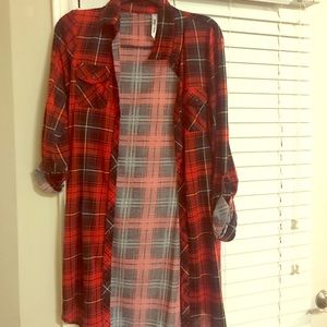 Plaid button down dress or top